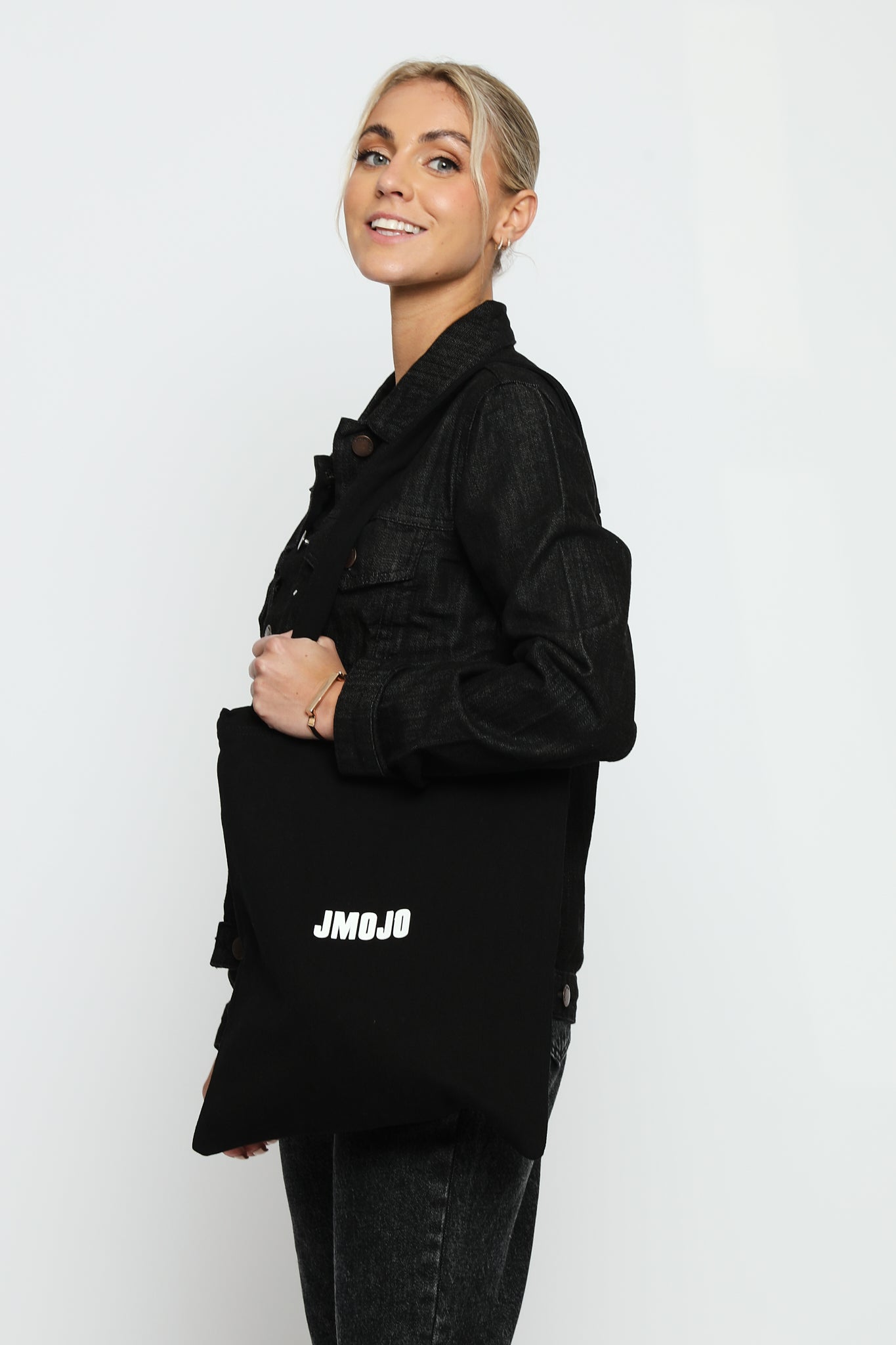 JMOJO DENIM BLACK WASH TOTE BAG - JMOJO - Tote Bags