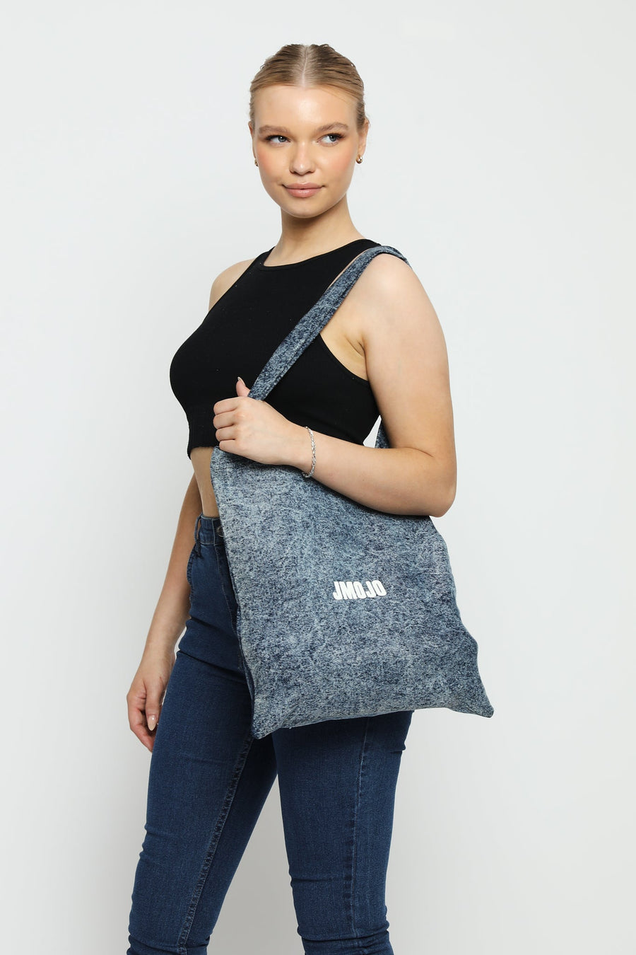 JMOJO DENIM BLUE ACID WASH TOTE BAG - JMOJO - Tote Bags