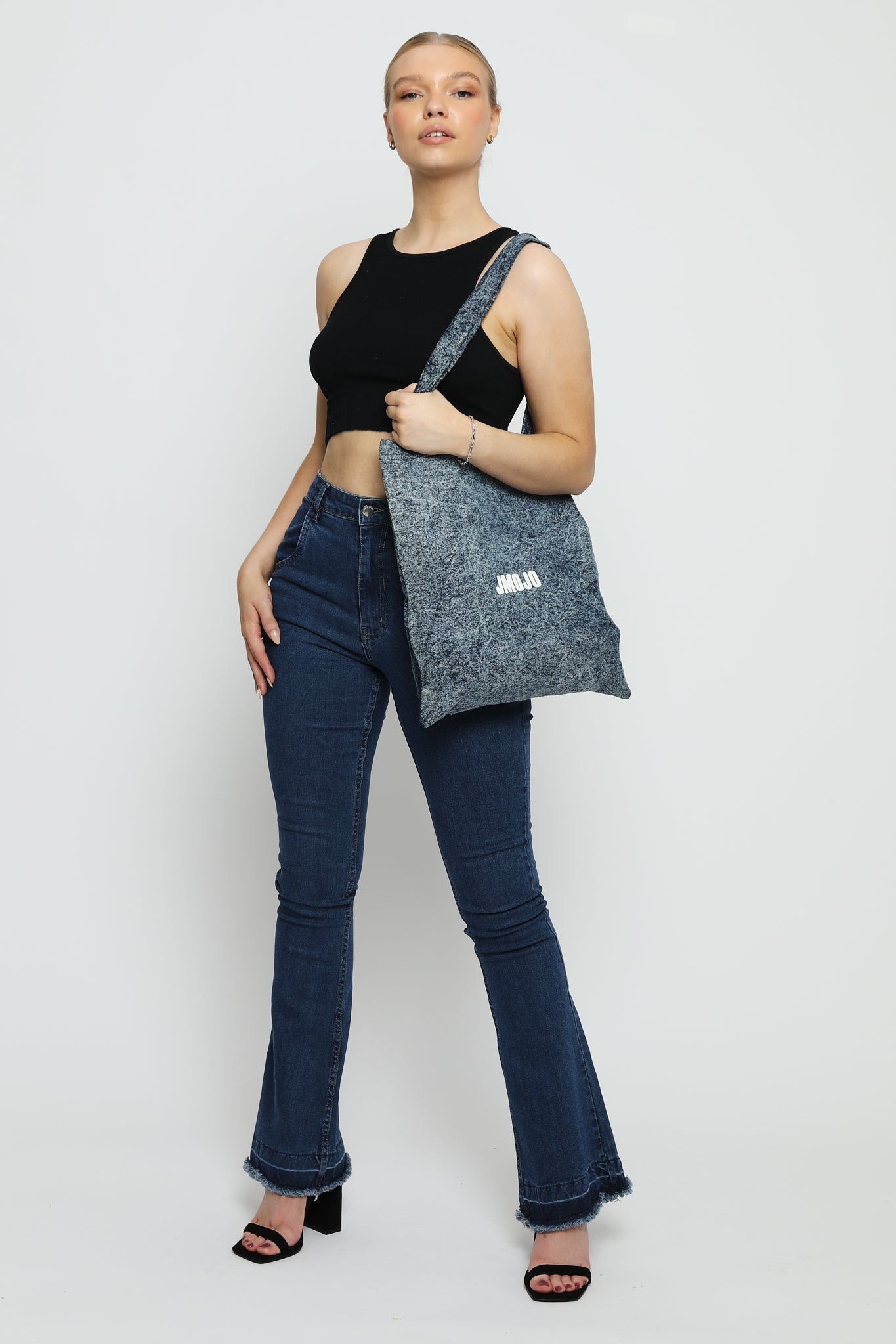 JMOJO DENIM BLUE ACID WASH TOTE BAG - JMOJO - Tote Bags