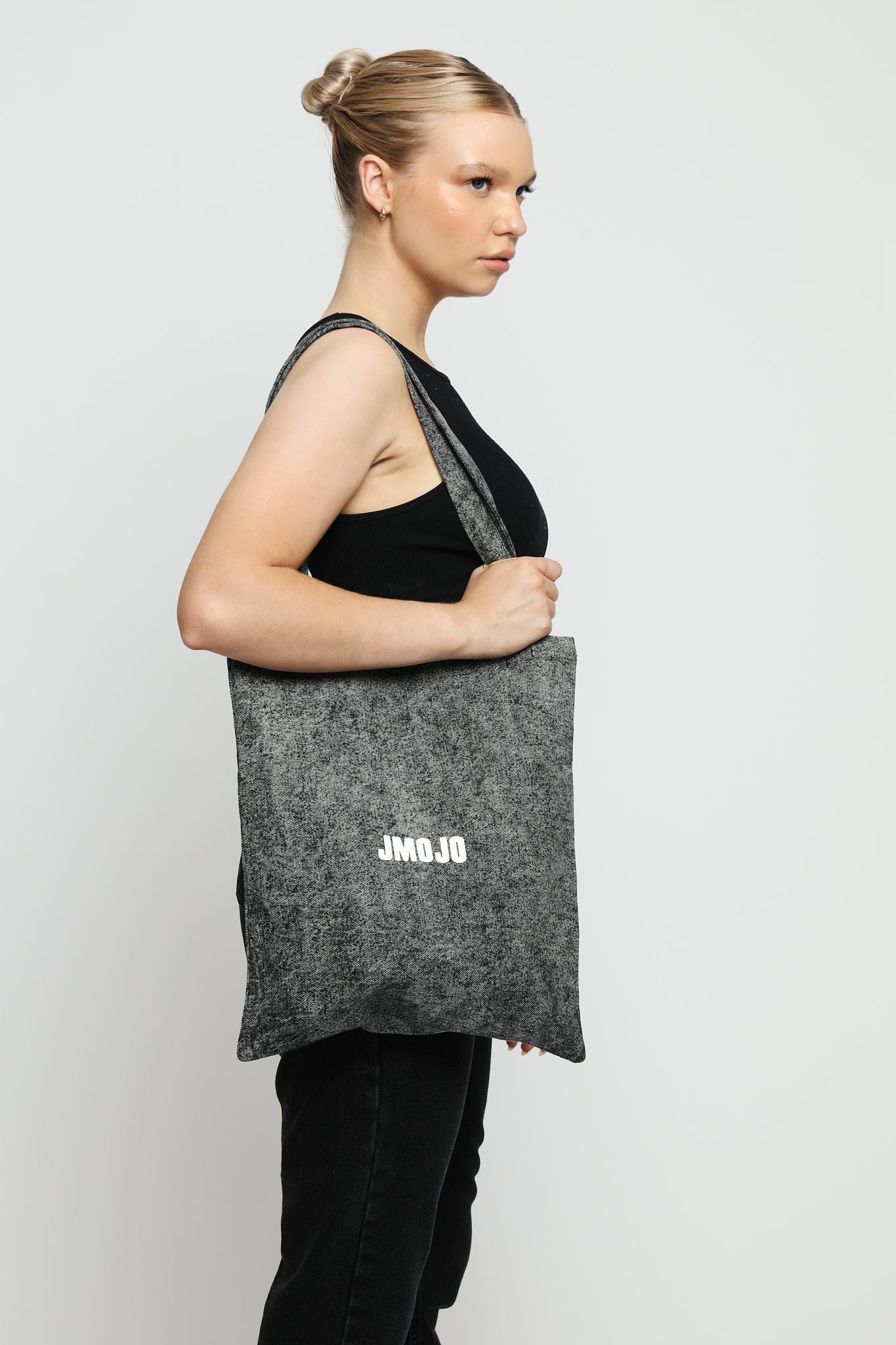 JMOJO DENIM GREY ACID WASH TOTE BAG - JMOJO - Tote Bags