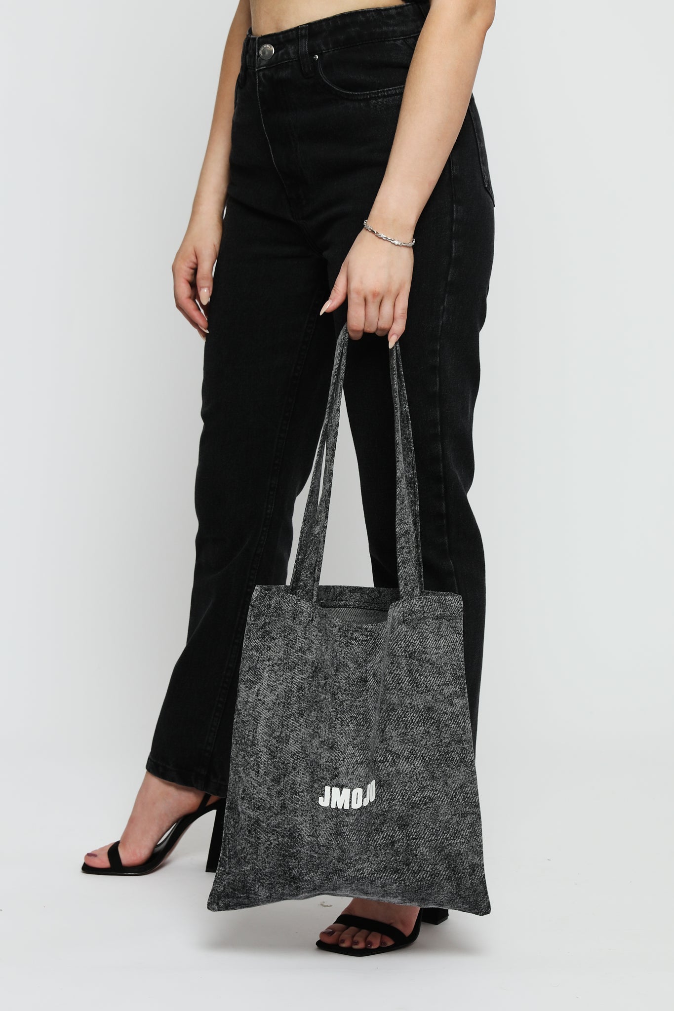 JMOJO DENIM GREY ACID WASH TOTE BAG - JMOJO - Tote Bags