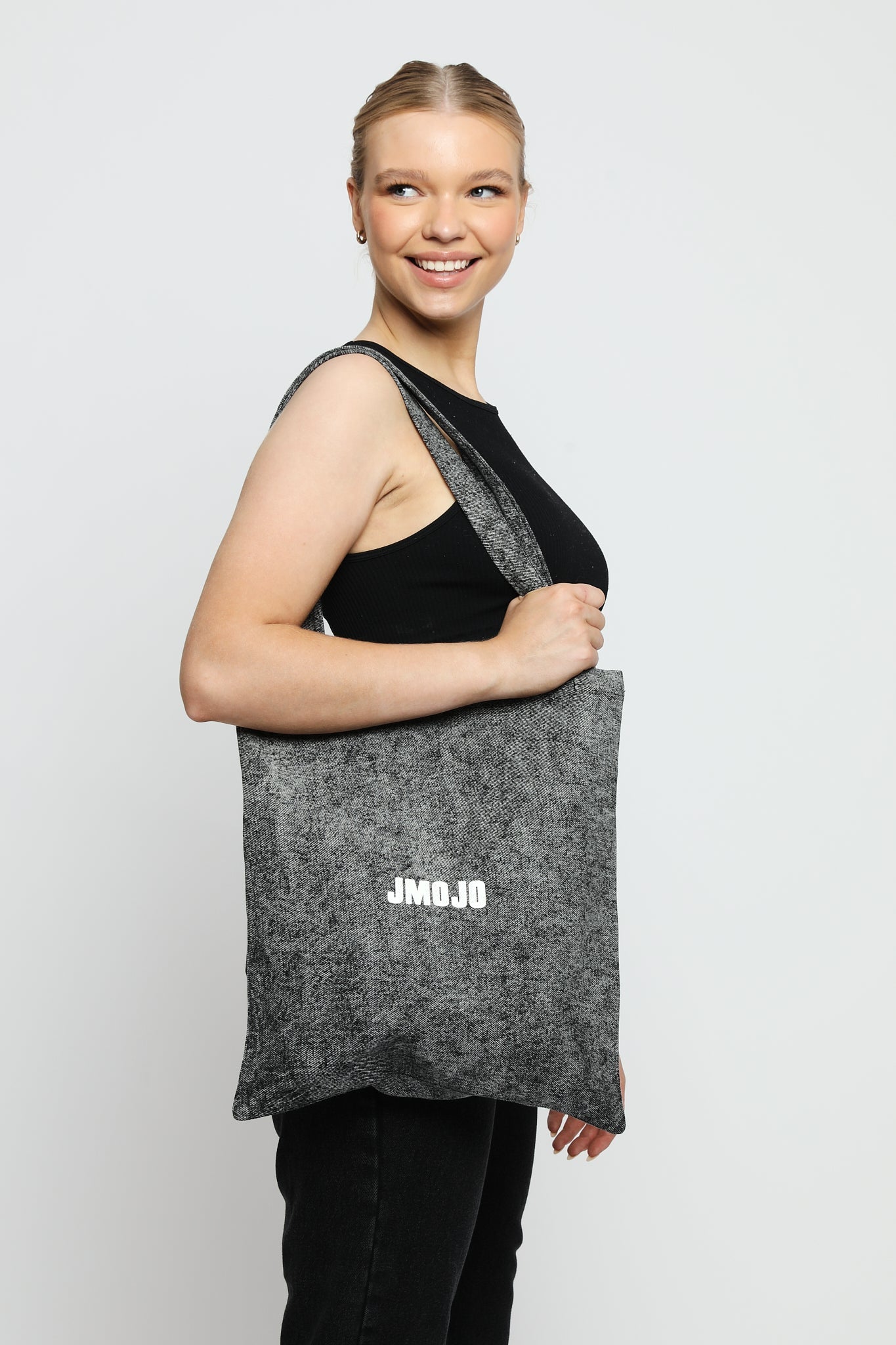 JMOJO DENIM GREY ACID WASH TOTE BAG - JMOJO - Tote Bags