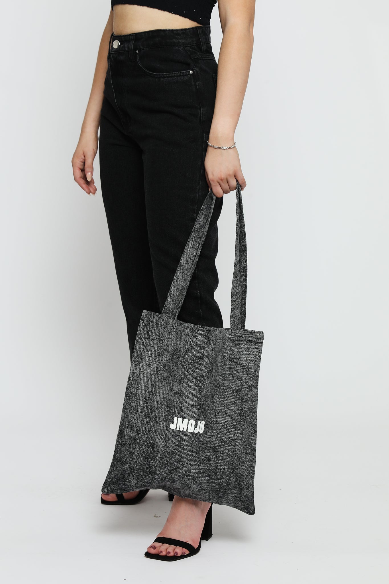 JMOJO DENIM GREY ACID WASH TOTE BAG - JMOJO - Tote Bags