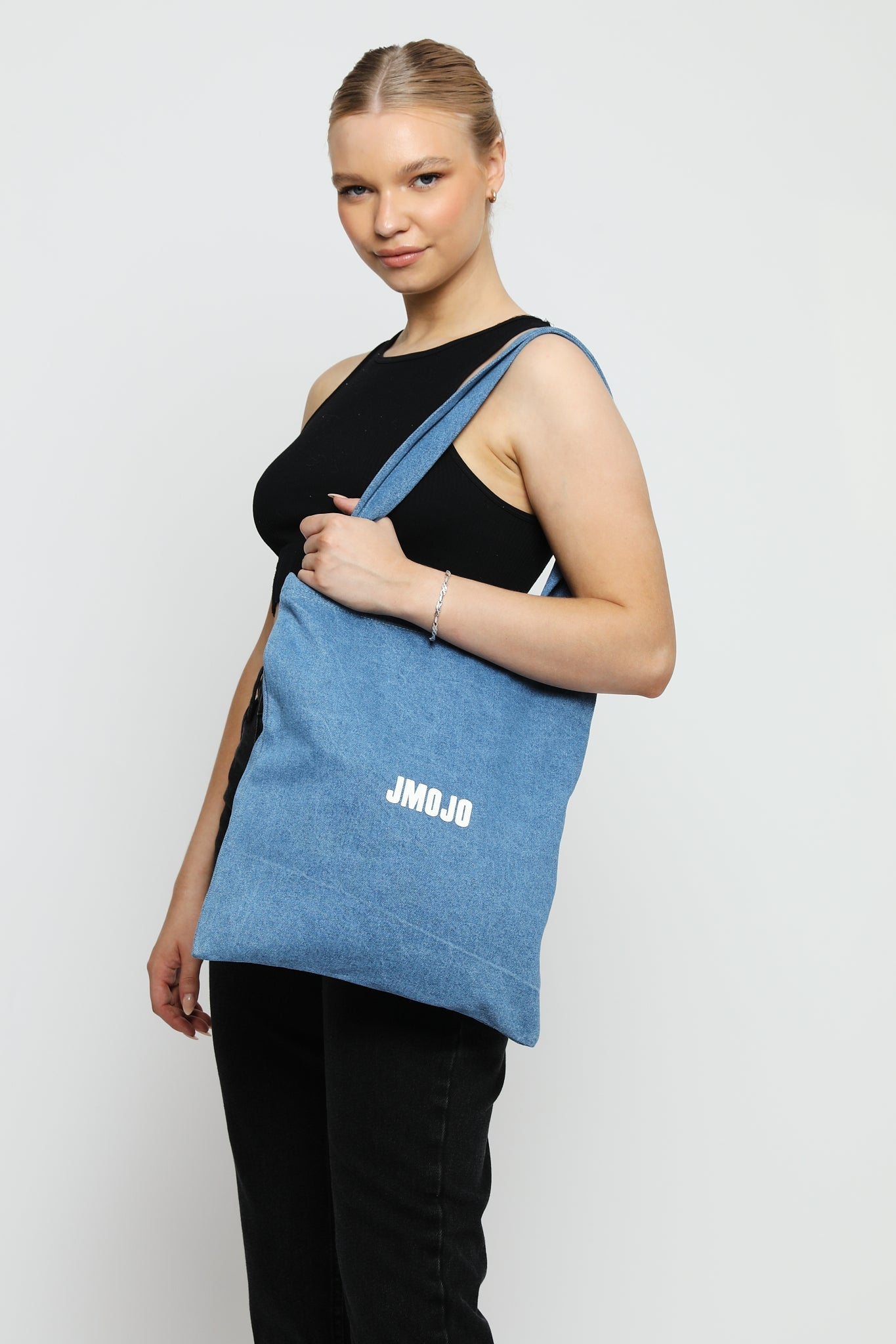 JMOJO DENIM LIGHT WASH TOTE BAG - JMOJO - Tote Bags
