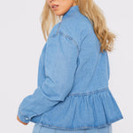 Liora Plus Size Peplum Denim Shirt – Light Blue - JMOJO - Women's Oversize Denim Shirts