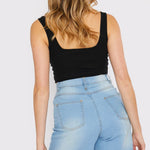 LONGLINE FRAYED DENIM SHORTS - LIGHT BLUE WASH - JMOJO - Women's Denim Shorts