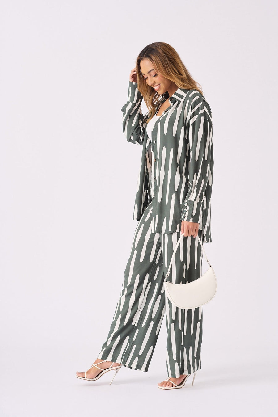LONGLINE OVERSIZED SHIRT - GREEN - JMOJO - Women's Oversized Shirts