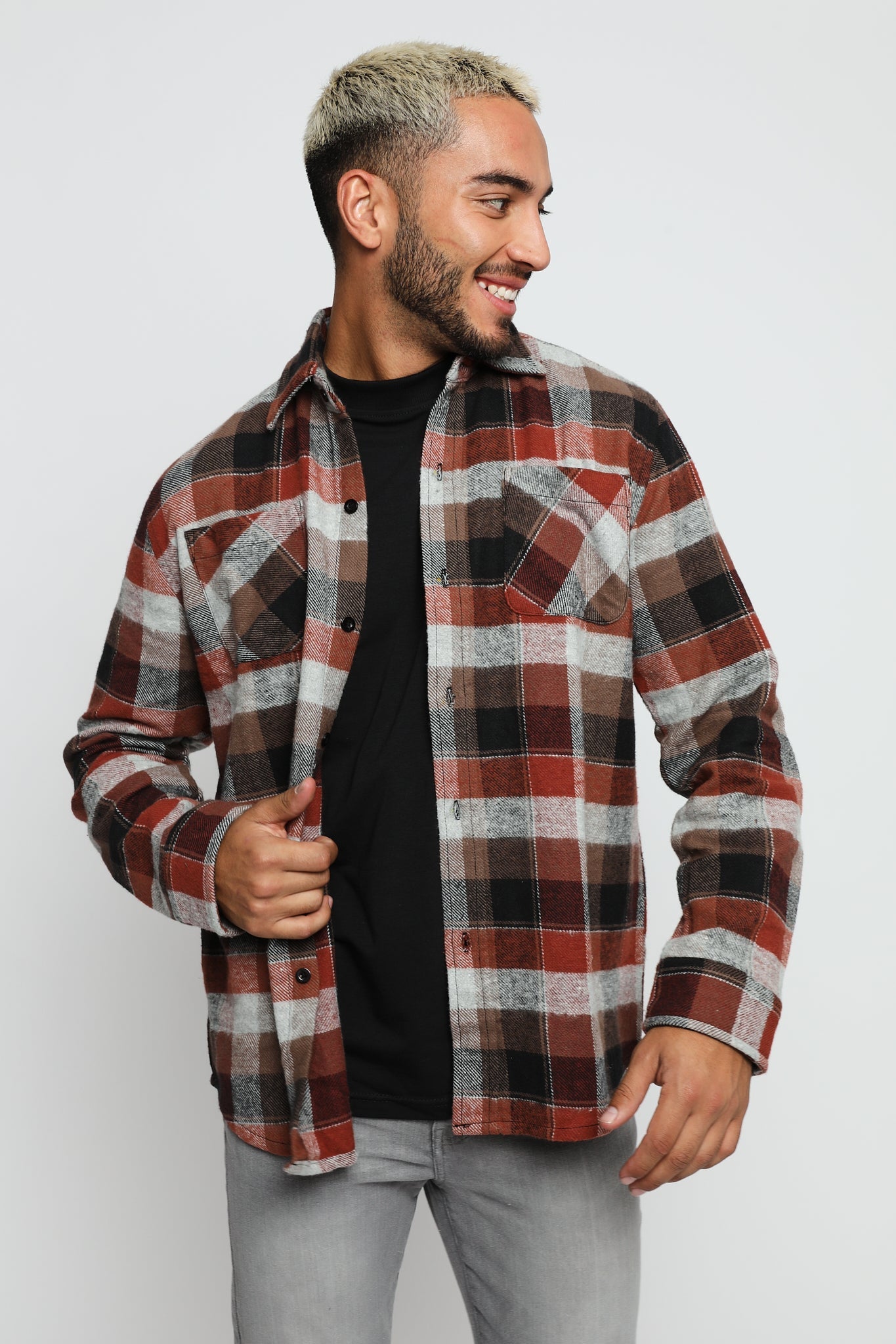 LUMBERJACK FLANNEL CHECK SHIRT - RED - JMOJO - Men's Check Shirts
