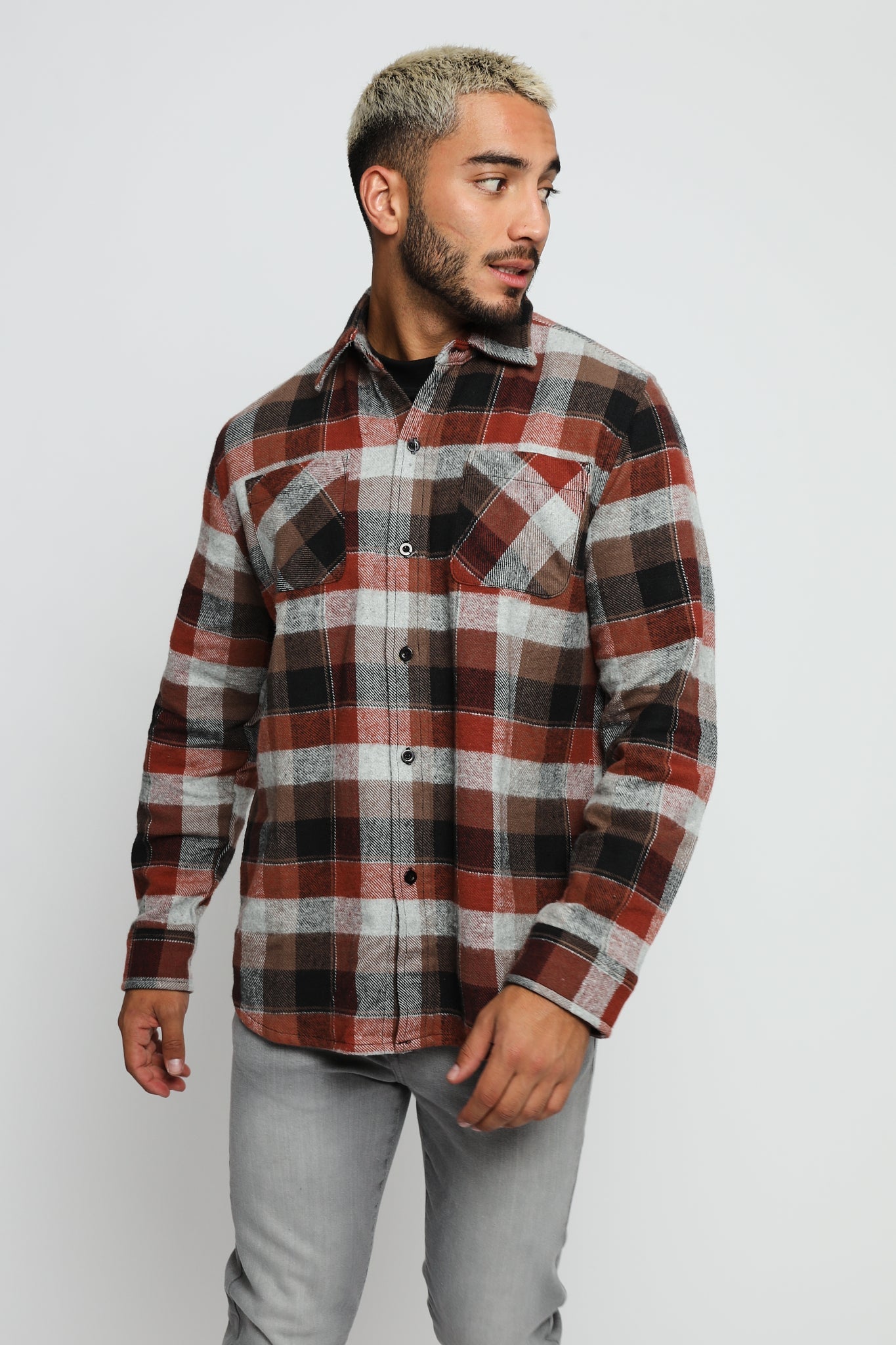 LUMBERJACK FLANNEL CHECK SHIRT - RED - JMOJO - Men's Check Shirts