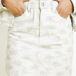 Luna High Waisted Floral Denim Skirt – Light Beige - JMOJO - Women's Denim Skirts