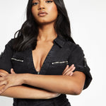 Lyra Zip - Up Denim Jumpsuit – Black Wash - JMOJO - Women's Denim Jumpsuits