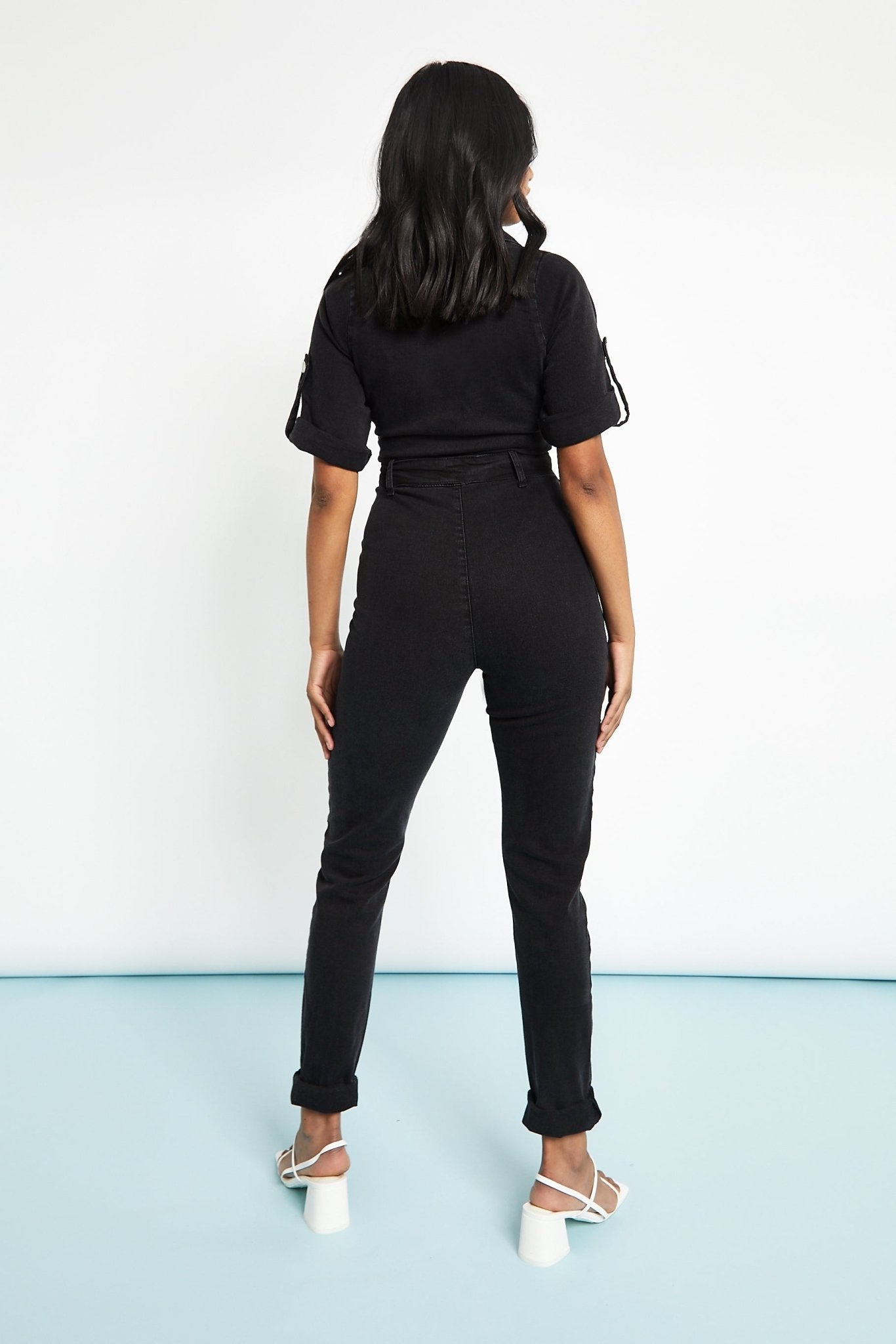 Lyra Zip - Up Denim Jumpsuit – Black Wash - JMOJO - Women's Denim Jumpsuits