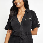 Lyra Zip - Up Denim Jumpsuit – Black Wash - JMOJO - Women's Denim Jumpsuits