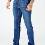 mens mid blue slim fit stretch denim jeans lifestyle