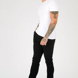 slim fit black jeans men back pocket and belt loop detail