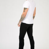 mens black slim fit stretch denim jeans close up detail
