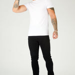 mens slim fit jeans black front view stretch denim