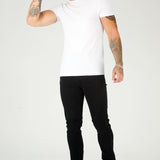 mens slim fit jeans black front view stretch denim