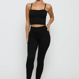 Mirae Bubble Effect Crop Top – Black - JMOJO - Women's Athleisure Crop Top