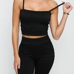 Mirae Bubble Effect Crop Top – Black - JMOJO - Women's Athleisure Crop Top