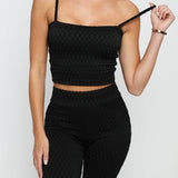 Mirae Bubble Effect Crop Top – Black - JMOJO - Women's Athleisure Crop Top