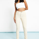 Monja High Rise Stretch Skinny Jeans - Ecru - JMOJO - Women's Skinny Jeans
