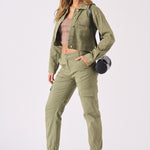 Olive Cargo Denim Cropped Jacket – Olive Green - JMOJO - Women's Cropped Denim Jackets