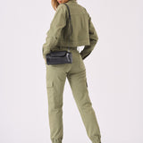 Olive Cargo Denim Cropped Jacket – Olive Green - JMOJO - Women's Cropped Denim Jackets