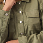 Olive Cargo Denim Cropped Jacket – Olive Green - JMOJO - Women's Cropped Denim Jackets