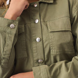 Olive Cargo Denim Cropped Jacket – Olive Green - JMOJO - Women's Cropped Denim Jackets