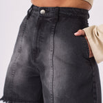 Orla A - Line Denim Shorts – Black Wash - JMOJO - Women's Denim Shorts