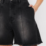 Orla A - Line Denim Shorts – Black Wash - JMOJO - Women's Denim Shorts