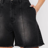 Orla A - Line Denim Shorts – Black Wash - JMOJO - Women's Denim Shorts