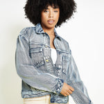 OVERSIZED DENIM JACKET - BLUE WASH - JMOJO - Women's Printed Jackets
