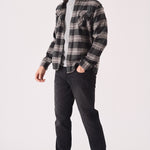 PLAID FLANNEL CHECK SHIRT - BLACK AND GREY - JMOJO - Men's Check Shirts