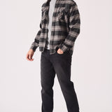 PLAID FLANNEL CHECK SHIRT - BLACK AND GREY - JMOJO - Men's Check Shirts