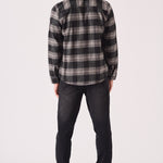PLAID FLANNEL CHECK SHIRT - BLACK AND GREY - JMOJO - Men's Check Shirts