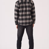 PLAID FLANNEL CHECK SHIRT - BLACK AND GREY - JMOJO - Men's Check Shirts