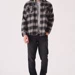 PLAID FLANNEL CHECK SHIRT - BLACK AND GREY - JMOJO - Men's Check Shirts