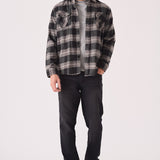 PLAID FLANNEL CHECK SHIRT - BLACK AND GREY - JMOJO - Men's Check Shirts