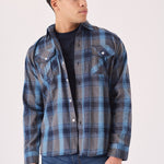 PLAID FLANNEL CHECK SHIRT - GREY BLUE - JMOJO - Men's Check Shirts