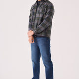 PLAID FLANNEL CHECK SHIRT - GREY OLIVE - JMOJO - Men's Check Shirts