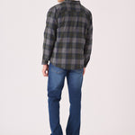 PLAID FLANNEL CHECK SHIRT - GREY OLIVE - JMOJO - Men's Check Shirts