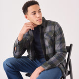 PLAID FLANNEL CHECK SHIRT - GREY OLIVE - JMOJO - Men's Check Shirts
