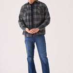 PLAID FLANNEL CHECK SHIRT - GREY OLIVE - JMOJO - Men's Check Shirts