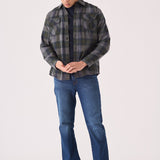 PLAID FLANNEL CHECK SHIRT - GREY OLIVE - JMOJO - Men's Check Shirts