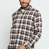 PLAID FLANNEL CHECK SHIRT - MAROON NAVY - JMOJO - Men's Check Shirts