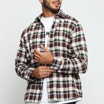 PLAID FLANNEL CHECK SHIRT - MAROON NAVY - JMOJO - Men's Check Shirts