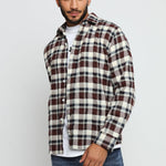 PLAID FLANNEL CHECK SHIRT - MAROON NAVY - JMOJO - Men's Check Shirts