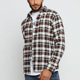 PLAID FLANNEL CHECK SHIRT - MAROON NAVY - JMOJO - Men's Check Shirts